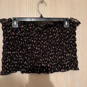 Floral Black Mini Skirt